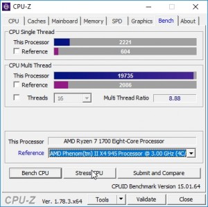 p09 R7-1700 oc CPU-Z bench vs PhenomII X4 945