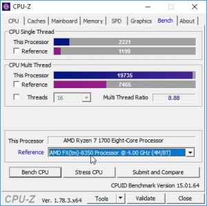 p11 R7-1700 oc CPU-Z bench vs FX-8350