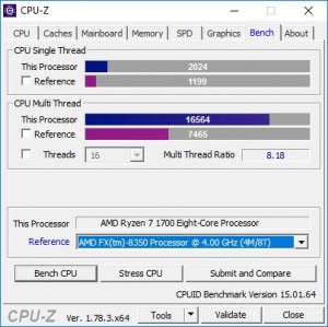 p11 R7-1700 default CPU-Z bench vs FX-8350